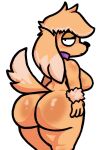2023 anthro big_butt breasts butt canid canine canis collar digital_drawing_(artwork) digital_media_(artwork) domestic_dog ellie_(family_guy) family_guy female hi_res lewdewott looking_at_viewer mammal mouth_closed narrowed_eyes purple_collar raised_tail simple_background solo solo_focus standing tail thick_thighs white_background