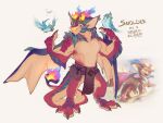 activision aged_up anthro avian big_ears bird claws clothing digital_media_(artwork) dragon facial_hair fire flaming_tail hexkates hi_res horn league_of_legends male muscular mustache red_body red_scales riot_games scales scalie smile smolder_(lol) solo spikes spyro_reignited_trilogy spyro_the_dragon tail text wings