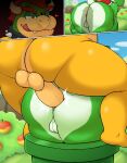 &lt;3 anal anal_penetration anus apple balls belly big_butt big_mouth_(anatomy) bowser butt butt_heart cloud collar doggystyle duo erection eyebrows fangs food forced from_behind_position fruit genitals grass green_body green_yoshi hair hi_res hill horn koopa looking_down looking_down_at_partner male male/male mario_bros nintendo orange_eyebrows orange_eyes orange_hair penetration pipe plant rape red_shell scales scalie sex shadow shell shrub sky spiked_collar spikes struggling struggling_to_fit stuck stuck_in_pipe tail teeth thick_eyebrows thick_thighs tongue tongue_out warp_pipe yellow_body yoshi zlut385