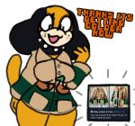 2023 anthro breasts canid canine canis clothing collar dialogue digital_drawing_(artwork) digital_media_(artwork) domestic_dog duck_hunt duck_hunt_dog female hi_res huntress_(lewdewott) jacket lewdewott mammal nintendo open_mouth orange_body solo solo_focus spiked_collar spikes standing tail topwear