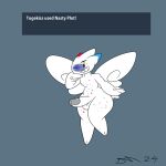 absurd_res anthro beady_eyes blue_accents dirtymac erection generation_4_pokemon genitals hi_res male nintendo nude penis pokemon pokemon_(species) red_accents togekiss white_body wings