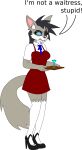 alpha_channel angry anthro az345g canid canine canis clothing female footwear glass mammal necktie red_clothing shoes socks solo volka wolf