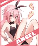  1boy animal_ears ansel_(arknights) arknights bare_shoulders blush hair_between_eyes highres looking_at_viewer male_focus otoko_no_ko pantyhose pink_hair playboy_bunny rabbit_boy rabbit_ears red_eyes rinzy short_hair solo 