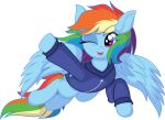  absurd_res alpha_channel blue_body clothed clothing cyanlightning equid equine feral flying friendship_is_magic hair hi_res horse mammal multicolored_hair my_little_pony one_eye_closed pony rainbow_dash_(mlp) rainbow_hair simple_background solo transparent_background wings 