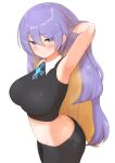  1girl armpits breasts eyebrows_visible_through_hair highres hololive hololive_indonesia large_breasts long_hair looking_at_viewer moona_hoshinova multicolored_hair purple_eyes purple_hair suica_koubou two-tone_hair virtual_youtuber white_background 
