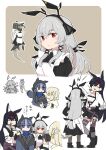  4girls animal_ears arknights black_gloves black_skirt blaze_(arknights) blue_eyes blue_hair camera cat_ears cat_girl closed_eyes commentary_request glaucus_(arknights) gloves green_eyes grey_hair highres holding holding_camera jacket kumamoto_aichi leaf_(arknights) long_hair looking_at_viewer multiple_girls open_mouth red_eyes scene_(arknights) short_hair skirt smile tank_top thumbs_up translation_request weedy_(arknights) white_jacket white_tank_top 