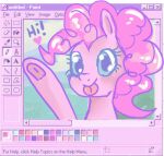 anthro anykoe colored_sketch earth_pony equid equine female friendship_is_magic gesture happy hasbro horse mammal my_little_pony paint pinkie_pie_(mlp) pony sketch solo text tongue tongue_out waving waving_at_viewer