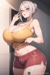  ai-generated breasts curvy glasses hentaicafe highres huge_breasts large_breasts non-web_source prison_school shiraki_meiko thick_thighs thighs 