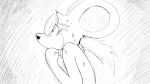 animal_crossing anthro big_ears biped blush bodily_fluids digital_drawing_(artwork) digital_media_(artwork) dragonweirdo eyewear female fur glasses greyscale hi_res mammal monochrome mouse murid murine nintendo nude petri_(animal_crossing) rodent solo story story_in_description sweat