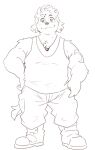 anthro canid canine canis clothing domestic_dog floppy_ears heylaw21 hisaki_(live_a_hero) lifewonders line_art live_a_hero male mammal shirt slightly_chubby smile solo standing tank_top tattoo topwear