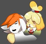 animal_crossing anonymous_artist anthro bovid canid canine canis caprine clothed clothing domestic_dog duo female fur gingerdaniel goat hair hooves horn implied_pegging isabelle_(animal_crossing) male male/female mammal meme nintendo nude open_mouth orange_hair shih_tzu simple_background toy_dog white_body yellow_body yellow_fur