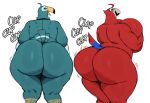 2024 anthro areola avian big_areola big_breasts big_butt biped bird blush bottomless breasts butt clothed clothing digital_media_(artwork) duo female hi_res huge_areola huge_breasts huge_butt huge_thighs hyper hyper_breasts hyper_butt hyper_hips hyper_thighs katie_(sssonic2) looking_back nipples non-mammal_breasts nude rear_view simple_background sssonic2 tanya_(mooncheese) thick_thighs topless twerking wide_hips