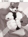 2024 3:4 abs anthro barazoku biceps big_muscles biped black_body black_fur bulge canid canine canis countershade_fur countershading dj28sj fur grey_body grey_fur hi_res looking_at_viewer male mammal mirror_selfie muscular muscular_anthro muscular_male one_eye_closed pecs selfie solo white_body white_countershading white_fur wink winking_at_viewer wolf yellow_eyes