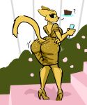  anthro aygee bethesda_softworks big_butt breasts butt clothing dress felid female fur hi_res katia_managan khajiit looking_at_viewer looking_back mammal prequel_adventure raised_tail shaking_butt solo the_elder_scrolls video_games webcomic webcomic_character yellow_body yellow_fur 