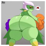  absurd_res anthro big_butt butt flower_(anatomy) green_body hair half-closed_eyes hi_res huge_butt huge_hips huge_thighs inuzu looking_at_viewer looking_back male narrowed_eyes nintendo nude paullen_(inuzu) pok&eacute;mon pok&eacute;mon_(species) red_eyes roserade solo speech_bubble thick_thighs tongue tongue_out video_games white_hair wide_hips 
