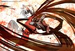  1girl artist_name breasts darkness from_side frown gloves hair_between_eyes hellsing limited_palette medium_breasts miniskirt reaching reaching_towards_viewer red_eyes red_skirt seras_victoria short_hair skirt solo thighhighs torn_clothes torn_thighhighs toshimichi_yukari web_address 