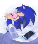  andromorph anthro anus bed blue_body blue_fur blueseamoon blush butt camel_toe clothing crossover eulipotyphlan footwear fur furniture genitals green_eyes half-closed_eyes hedgehog hi_res inside intersex kirby kirby_(series) lying male mammal narrowed_eyes nintendo nintendo_switch on_side plushie pussy sega simple_background socks solo solo_focus sonic_the_hedgehog sonic_the_hedgehog_(series) underwear video_games 