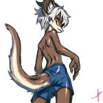 2022 absurd_res anthro blaedic bottomwear brown_body brown_claws brown_fur butt butt_pose cheek_tuft claws clothed clothing dragon ear_piercing ear_ring eastern_dragon facial_tuft fur furgonomic_bottomwear furgonomics furred_dragon glistening glistening_body hair hi_res horn id_(snowfielddragon) inner_ear_fluff looking_at_viewer looking_back male male_anthro mythological_creature mythological_scalie mythology piercing portrait pose raised_tail rear_view ring_piercing scalie short_hair shorts_only simple_background solo standing tail tan_body tan_fur three-quarter_portrait topless tuft white_background white_hair yellow_eyes