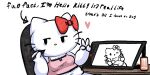 anthro camisole clothing domestic_cat drawing drawing_tablet eye_bags felid feline felis female gesture hand_gesture hello_kitty_(character) hello_kitty_(series) hi_res kittystarr mammal monster_energy sanrio solo tired_eyes v_sign