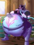 absurd_res belly belt big_belly bloated breasts clothed clothing epic_games female fortnite hand_on_belly hi_res mcerror nipples overweight overweight_female partially_clothed raven_team_leader rumbling_stomach stuffing