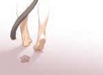  cat_tail commentary_request feet foot_focus footprints highres ino_(magloid) original paw_print soles solo tail walking 
