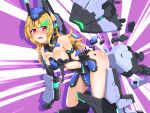 1girl ai_yori_akashi bare_shoulders bent_over blonde_hair blush breasts broken broken_weapon butterfly_wings cosmic_break cosmic_break_2 defeat detached_collar detached_sleeves headgear highres insect_wings leg_armor leotard long_hair looking_at_viewer mecha_musume mechanical_wings medium_breasts open_mouth palmier_(cosmic_break_2) red_eyes scared sidelocks tears thighs torn_clothes weapon wings 
