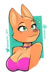  2022 absurd_res ambris anthro breasts bust_portrait canid canine cleavage clothed clothing diane_foxington dreamworks eyebrow_piercing eyebrows eyelashes facial_piercing female fox green_eyes hi_res mammal piercing portrait smile solo the_bad_guys 