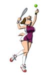  action_pose anthro athletic_wear athletics ball big_breasts bottomwear breasts canid canine canis chochi choker clothing domestic_dog female footwear jewelry knee_highs knee_socks knees_together knock-kneed legwear mammal miss_dagger necklace pose shoes skirt sneakers socks solo tennis tennis_ball tennis_racket tennis_serve wide_hips 