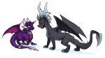 2023 2_horns activision cynder dark_spyro dated digital_media_(artwork) dragon duo female feral hi_res horn male multi_horn mythological_creature mythological_scalie mythology scalie simple_background solo spyro spyro_reignited_trilogy spyro_the_dragon tail wings xannador