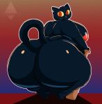 2023 absurd_res anthro areola back_fat baseball_bat bat_(object) belly big_belly big_breasts big_butt biped blue_body blue_fur breasts butt cirothicc digital_media_(artwork) domestic_cat felid feline felis female fur glistening glistening_areola glistening_breasts glistening_butt hair hi_res highlights_(coloring) huge_breasts huge_butt huge_hips huge_thighs hyper hyper_butt looking_at_viewer looking_back mae_borowski mammal night_in_the_woods nipples nude obese obese_anthro obese_female orange_areola orange_eyes orange_nipples overweight overweight_anthro overweight_female rear_view red_highlights side_belly solo standing thick_thighs venus_figure watermark whiskers wide_hips yellow_sclera