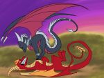 2021 2_horns activision cynder dated digital_media_(artwork) dragon duo female feral flame_(spyro) horn male multi_horn mythological_creature mythological_scalie mythology nervous_smile pinned pinned_to_ground scalie smile smirk spyro_the_dragon tail the_legend_of_spyro wings xannador