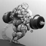  2022 anthro back_muscles barazoku barbell biceps big_bulge big_butt big_muscles bodily_fluids bulge butt chirros clothing diesel_(ralarare) dinosaur exercise gradient_background grey_background greyscale hamstrings hi_res huge_bulge huge_butt huge_muscles looking_at_viewer looking_back looking_back_at_viewer male monochrome muscular muscular_anthro muscular_male narrowed_eyes nipples non-mammal_nipples pecs quads rear_view reptile scalie signature simple_background smile solo speedo standing sweat swimwear teeth theropod thick_thighs translucent translucent_tail triceps tyrannosaurid tyrannosaurus tyrannosaurus_rex vein veiny_muscles weightlifting white_background workout 