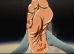 5_toes anthro beastars body_writing canid canine canis deer draw_over duo feet foot_focus humanoid_feet legoshi_(beastars) louis_(beastars) male mammal plantigrade simple_background soles thebigmansini toes wolf