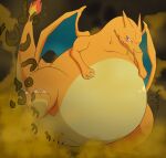  anus belly bodily_fluids butt charizard covering_nose dragon fard fart fart_cloud gassy generation_1_pokemon hi_res huge_fart male mythological_creature mythological_scalie mythology nintendo obese obese_male overweight overweight_male pokemon pokemon_(species) raised_leg scalie smelly solo sweat thick_thighs wings 