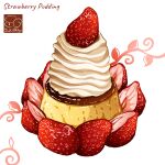  artist_logo food food_focus food_name fruit highres no_humans original pudding strawberry whipped_cream yuki00yo 