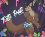  3d_effect absurd_res anaglyph arty_and_chikle brown_body brown_fur bulge butt canid canine canis clothed clothing fur hi_res male mammal mohawk muscular pose solo stereogram tail underwear underwear_only wolf zipperhyena 