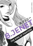  choker deyouron english_text flower highres jenet_behrn leaf light_smile logo long_hair monochrome partially_shaded_face rose signature simple_background standing the_king_of_fighters topless 