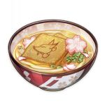  artist_request bowl commentary english_commentary fish_cake food food_focus fox game_cg genshin_impact lowres no_humans noodles official_art soup still_life third-party_source transparent_background udon 