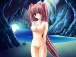  airi_(quilt) angry arms_behind_back blush breasts carnelian game_cg long_hair medium_breasts nude purple_hair pussy quilt_(game) red_eyes solo standing thigh_gap two_side_up uncensored very_long_hair water 