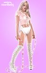  adult_baby artist_request copyright_request diaper jump_rope midriff navel pink_background solo 