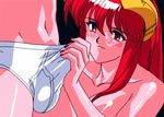 animated animated_gif blush breasts briefs handjob horns lowres medium_breasts mercedes_(viper) penis red_hair solo_focus underwear viper viper_gts white_briefs 