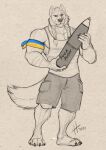  ammunition anthro canid canine canis fuck_putin hi_res hufnaar male mammal missile shell_(projectile) solo ukraine war wolf 