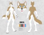  animal_genitalia anthro balls blue_eyes breasts butt canid canine canis erica_(stormwolff) genitals gynomorph intersex mammal model_sheet nude paws sheath smile smiling_at_viewer solo tongue vallhund wolf 