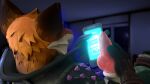  anthro canid canine epic_games fennix_(fortnite) fortnite fox hi_res knot looking_at_object looking_at_phone male mammal masturbation solo unknown_artist video_games 