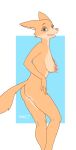  absurd_res anthro big_breasts breasts butt canid canine dany-j female fox hi_res mammal nude simple_background simple_coloring smile solo standing 