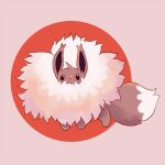  circle eevee fluffy grimyart looking_at_viewer no_humans no_mouth pokemon pokemon_(creature) simple_background solid_circle_eyes solo too_much_fluff 