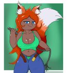  animal_ears animal_tail big_breasts breasts canid canine clothing female fluffy fluffy_tail fox hair humanoid mammal poraka7 red_hair solo terraria thick_thighs were werecanid werecanine werefox whip zoologist_(terraria) 