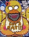  absurd_res animatronic anthro areola avian bib big_breasts bird breasts chicken cross-popping_vein english_text exclamation_point female five_nights_at_freddy&#039;s five_nights_at_freddy&#039;s_4 galliform gallus_(genus) hi_res huge_breasts looking_at_viewer machine mostly_nude mykendyke nightmare_chica_(fnaf) nipples non-mammal_breasts open_mouth phasianid pink_nipples question_mark robot scottgames sharp_teeth solo teeth text video_games yelling 