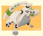  angoramon anthro bandai_namco digimon digimon_(species) fighting_pose fist fluffy_chest hair hair_over_eyes hi_res indigobeats lagomorph leporid long_ears male mammal ponytail_ears pose rabbit solo 