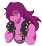  anthro corablue deltarune female hair holding_pot looking_up pink_body pink_eyes pink_hair portrait reptile scalie simple_background smile solo susie_(deltarune) undertale_(series) video_games white_background yellow_teeth 